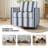 Modern Upholstered Striped Dark Blue Square Swivel Armchair with Matel Base-1904768609