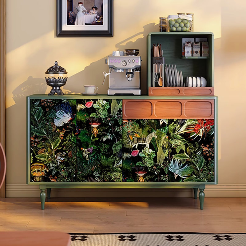 Armoire de cuisine 55,12 "en bois de frêne massif avec support à ustensiles