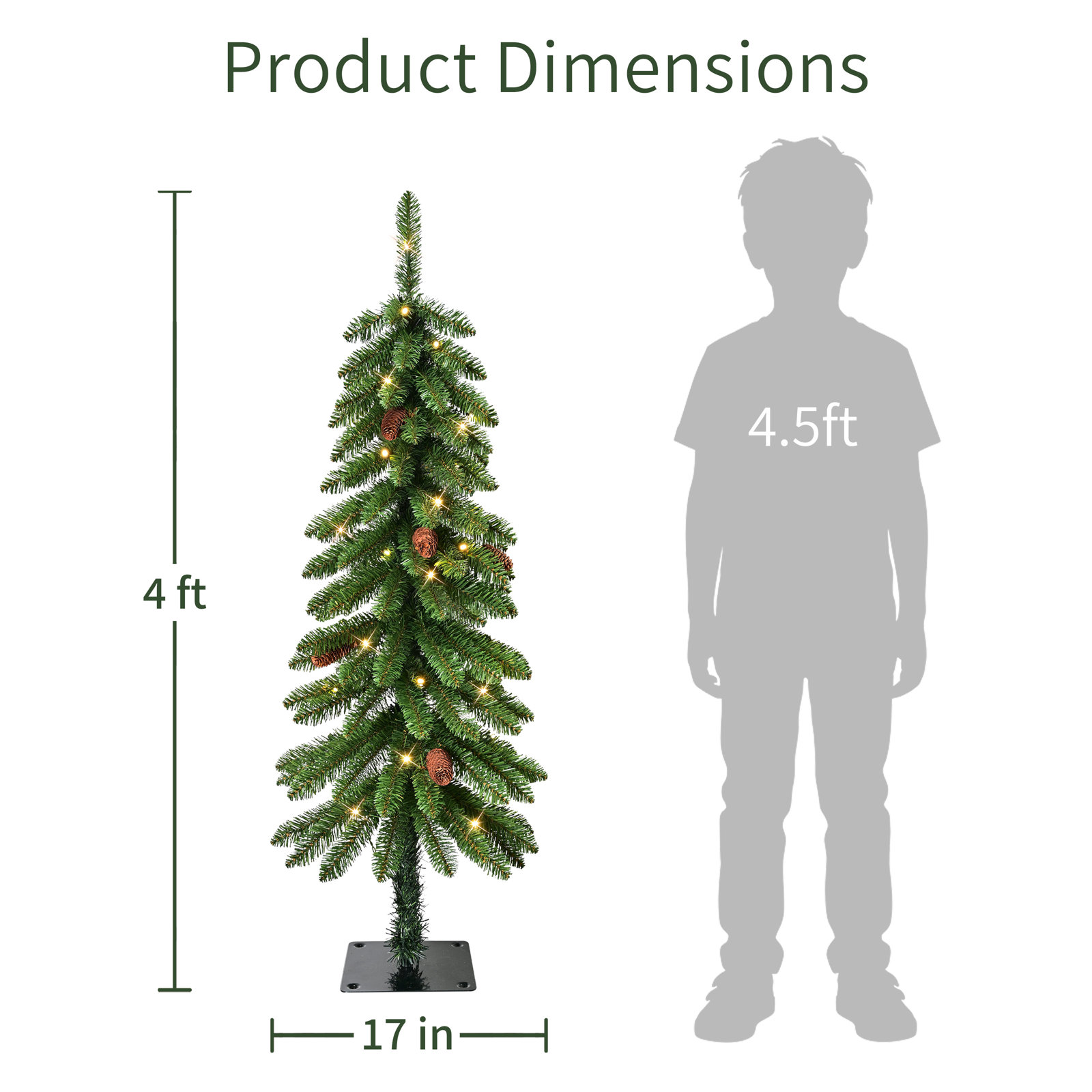 Alpine 4' Pre-Lit Pine Tree
