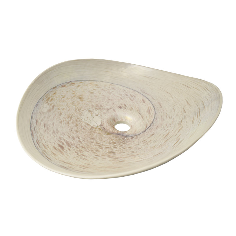 Murano Glass Handmade Oval Vessel Bathroom Sink, Beachcomber