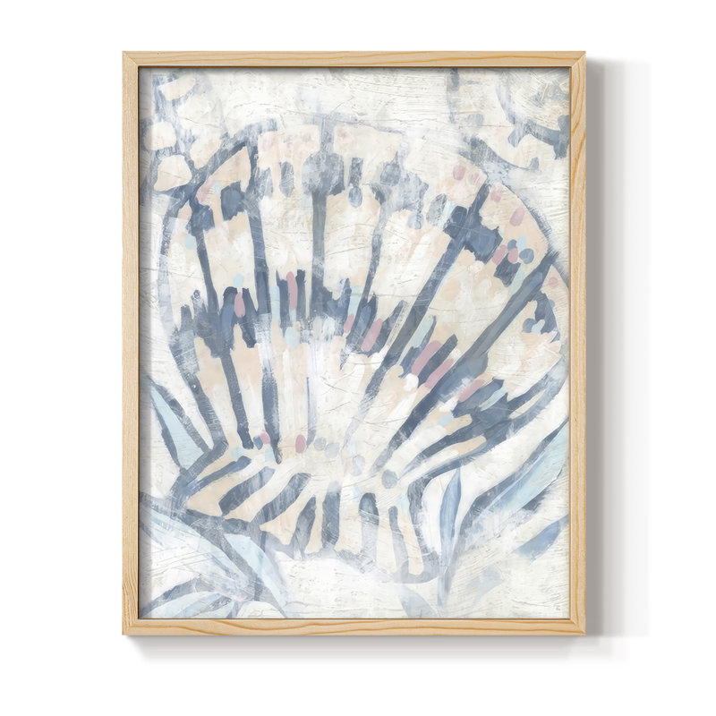 Beach Shell Fresco III Framed Print - Solid Wood, Natural, 11" H x 9" W