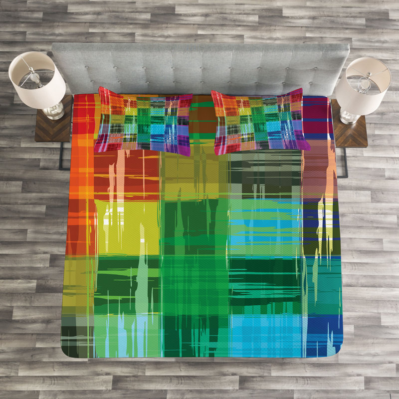 Adriell Multicolour Microfibre Bedspread Set, 220 x 220 cm Bedspread - 2 Shams