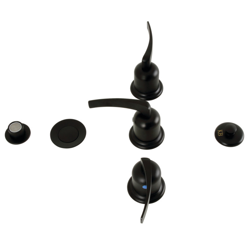 Kingston Brass Centurion Three-Handle Vertical Spray Bidet Faucet with Brass Pop-Up, Matte Black