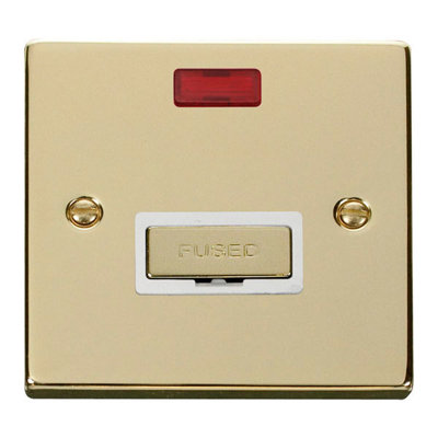 Polished Brass 13A Fused Ingot Connection Unit With Neon
