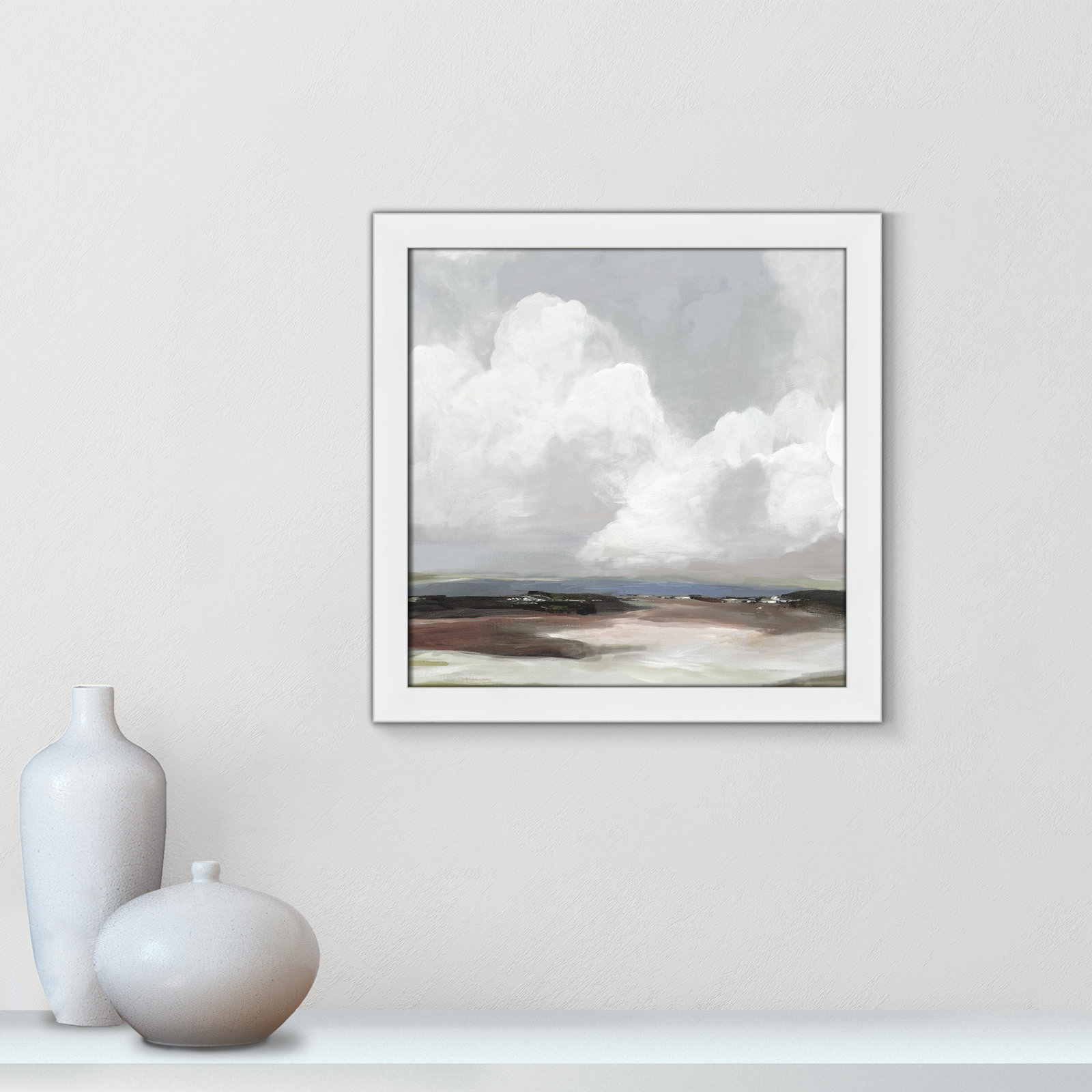 Avron "Morning Air" Painting, 18" H x 18" W x 1.12" D, White Framed