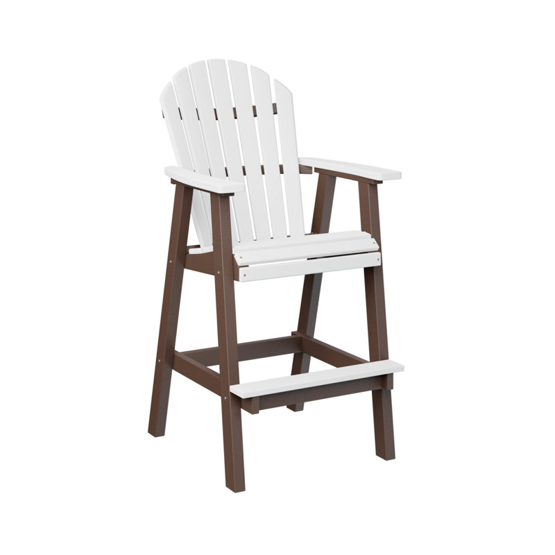 Comfo Back Outdoor Bar Stool, Chocolate Brown, White