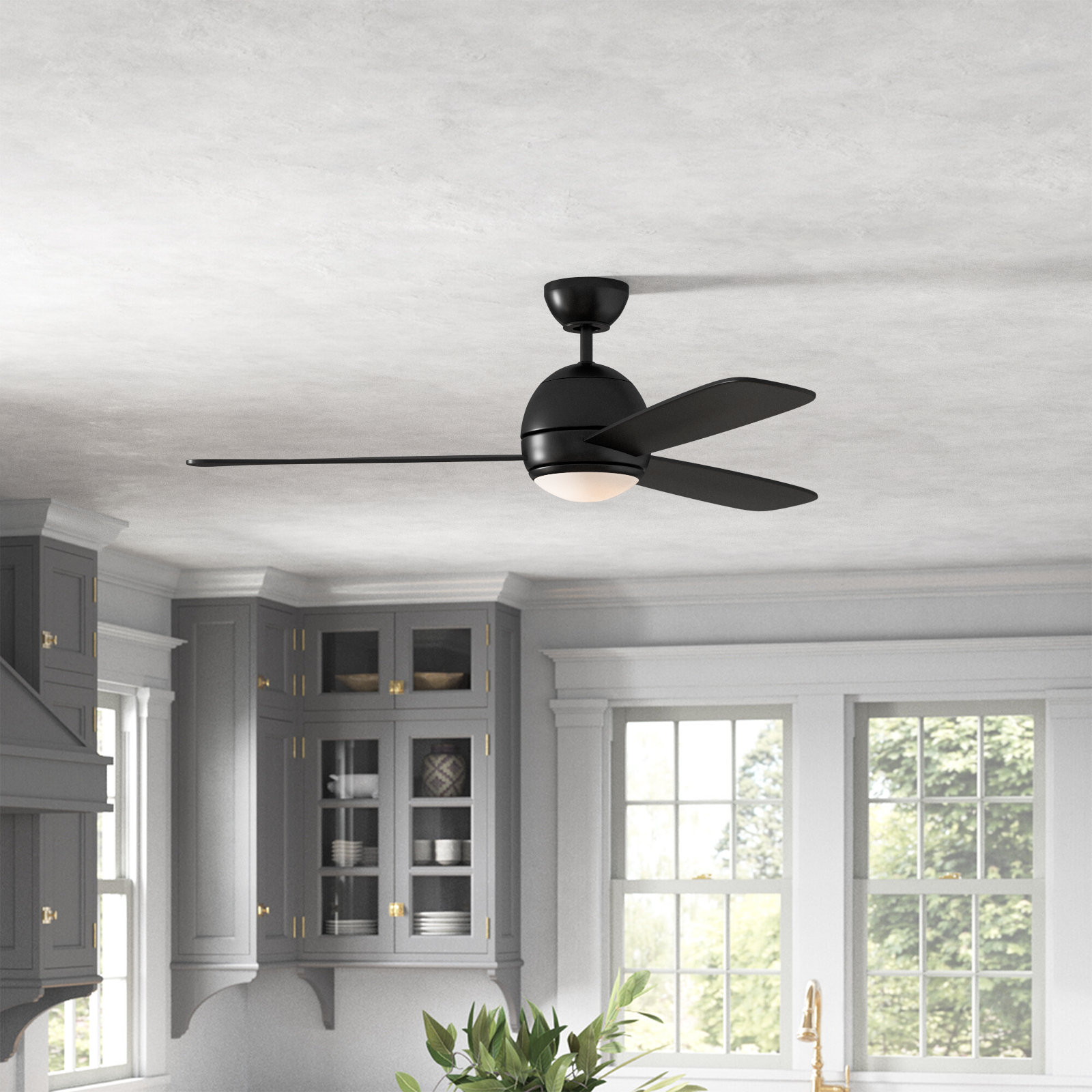 Erina 52" Ceiling Fan with Light Kit, Midnight Black, Midnight Black