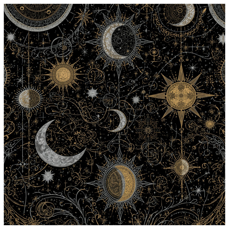 Celestial Sun Moon Bath Mat, 34in W x 21in L