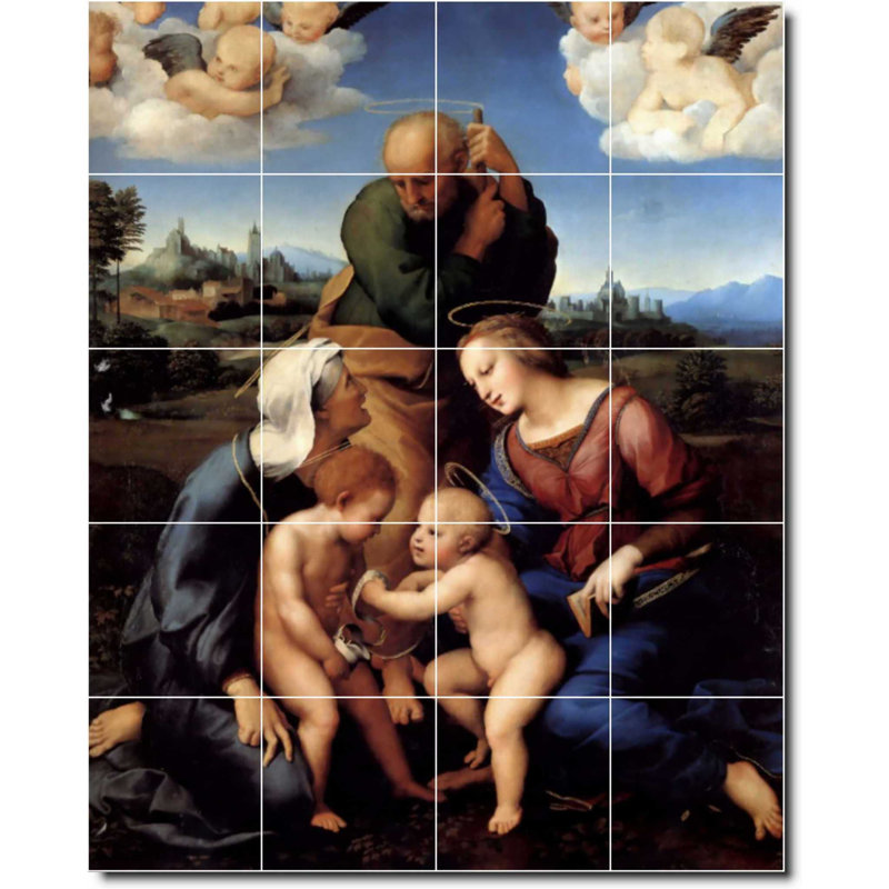 Carreau de peinture murale 32 po x 40 po 8 po x 8 po, Carrelage mural peinture religieuse Raphael W07012