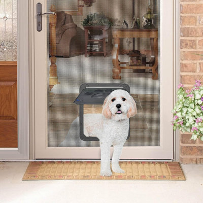 Dog Screen Door, Flap Opening 12 X 14 Inches, Dog Door For Screen Door, Magnetic Self-Closing Large Pet Door For Sliding Door, Screen Door With Doggie