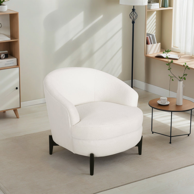 Fauteuil demi-tonneau avec accoudoirs encastrés 32,48 po, Polyester blanc