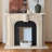 Beige + Black Solid Wood Freestanding Fireplace