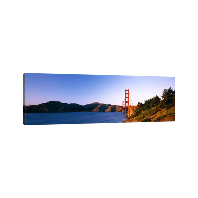 Suspension Bridge Across The Sea, Golden Gate Bridge, San Francisco - Wrapped Canvas Panoramic Print