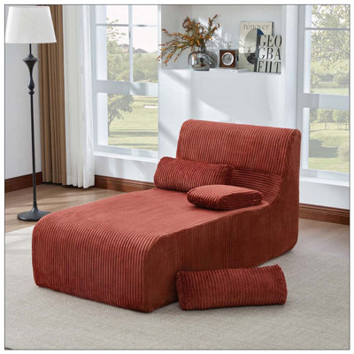 Modern Chaise Sofa Chair 34.2" Boneless Sofa Couch Cozy Chaise Lounge