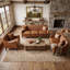 Ensemble canapé et fauteuil de salon Regency en cuir PU capitonné avec structure en bois massif-134912608