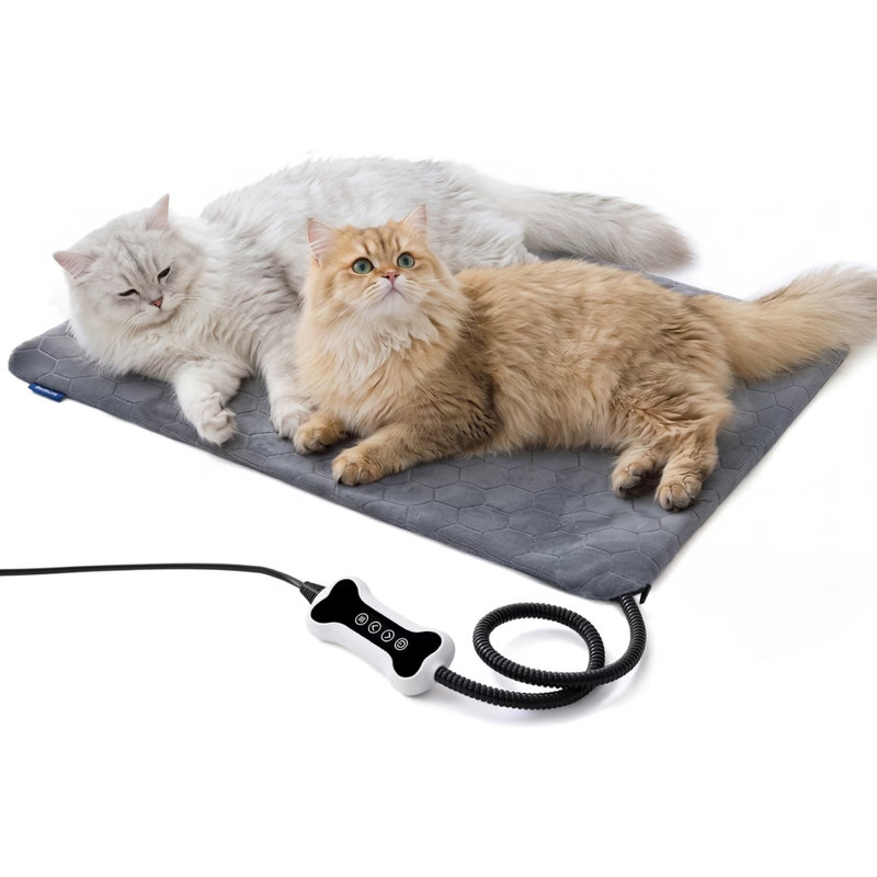 Coussin de lit à température réglable avec minuterie pour chien et chat, M (l 28 po x P 20 po), Grey