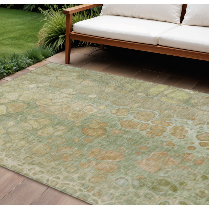Tapis extérieur lavable abstrait vert artichaut 9 pi x 12 pi artichaut