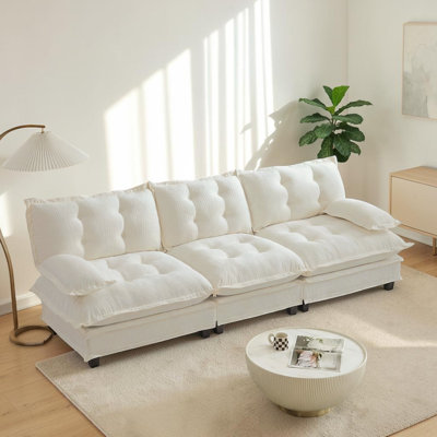 Canapé modulaire en chenille 3 places 107 po Geneveve avec coussin en mousse compressée pour le salon