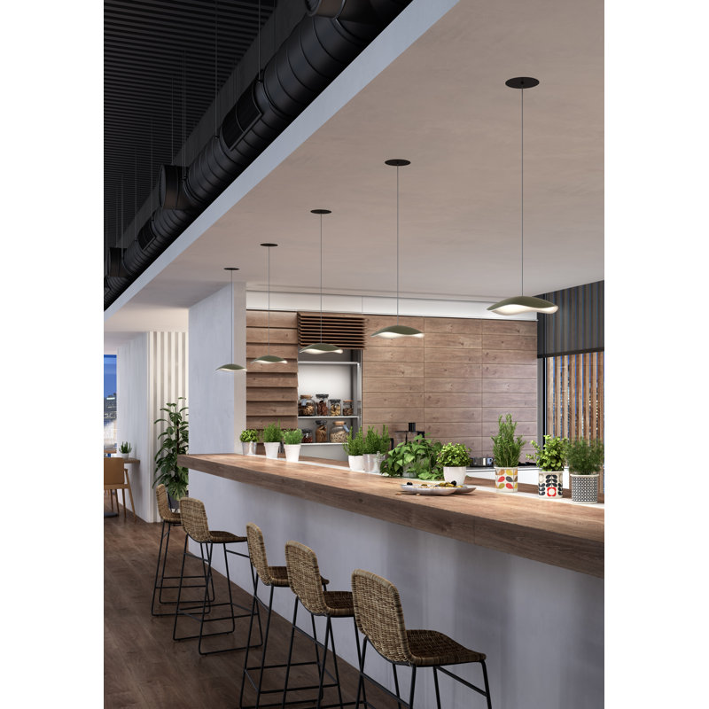 1 - Light LED Unique/Statement Pendant, White, Olive Gray