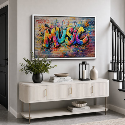Illustration colorée de graffiti de musique colorée, photos de chambre d'adolescent, impression sur toile giclée sur toile encadrée