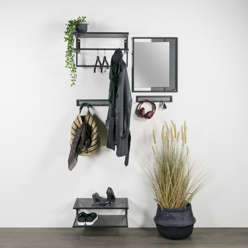 Mesh Metal Wall 7 - Hook Wall Mounted Coat Rack