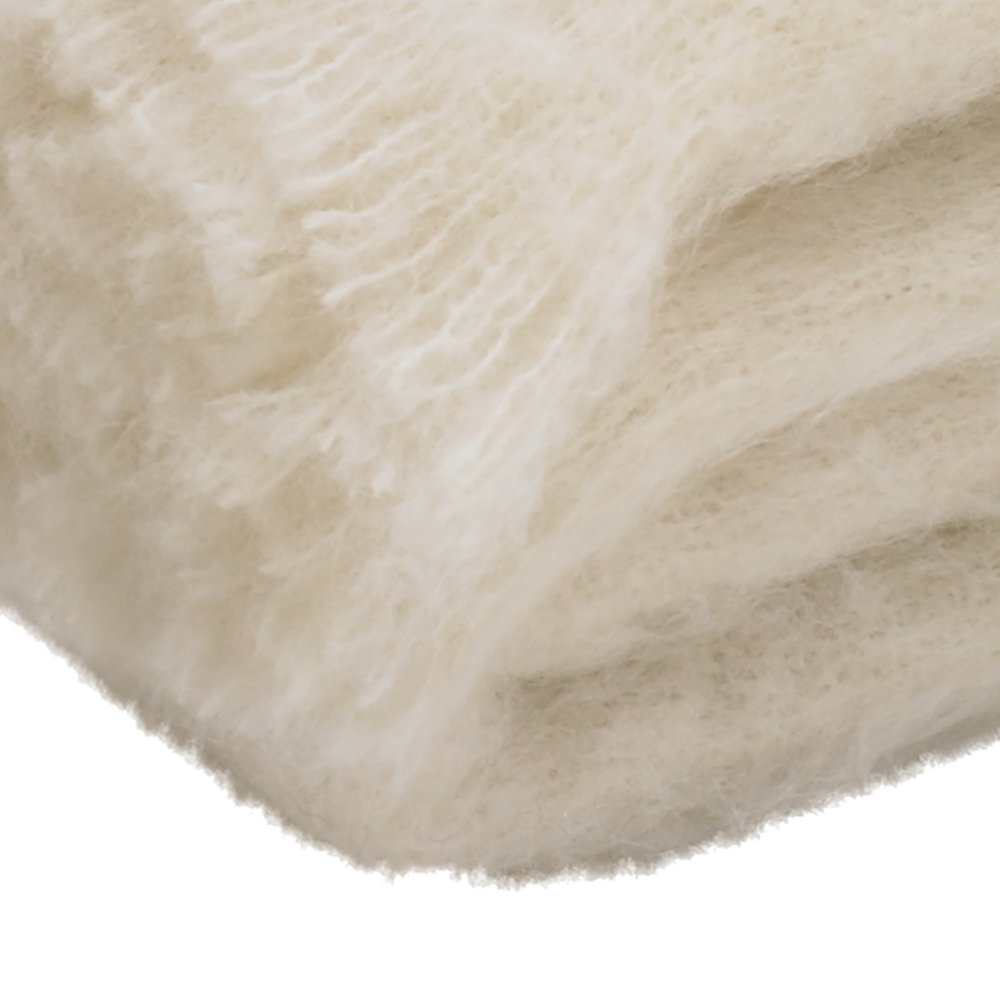 Kennon Handwoven Wool Throw Blanket, Cream