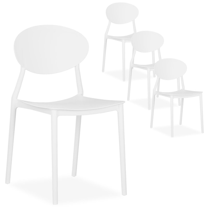 Eilonwy Stacking Patio Dining Side Chair, White