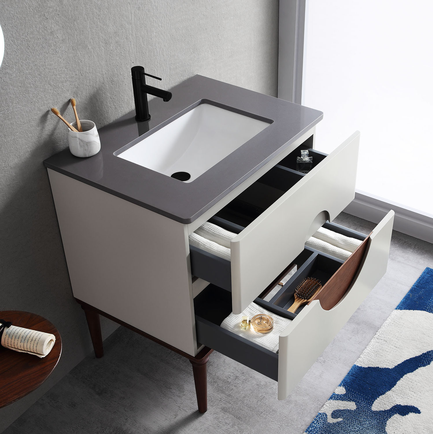 Kimber Cedar Single Bathroom Vanity, Beige