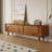 71" Mid-Century Modern TV Stand, Brown Wood Media Console for Living Room, Pre-Assembled with Easy Setup (Attach Legs Only)-1163318032