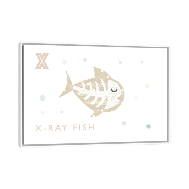 Xray Fish - imprimé, Pas de tapis, H 40 po x l 60 po x 1,5 po, Toile blanche encadrée