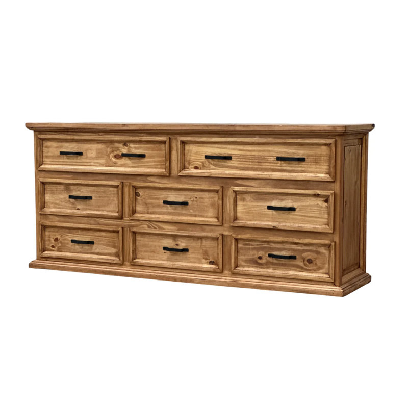 Commode double en bois massif à 8 tiroirs 78 po Deontrez
