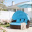 Ensemble de conversation pour l'extérieur, ensemble de mobilier modulaire de patio, lit de jour rond en rotin 4 pièces