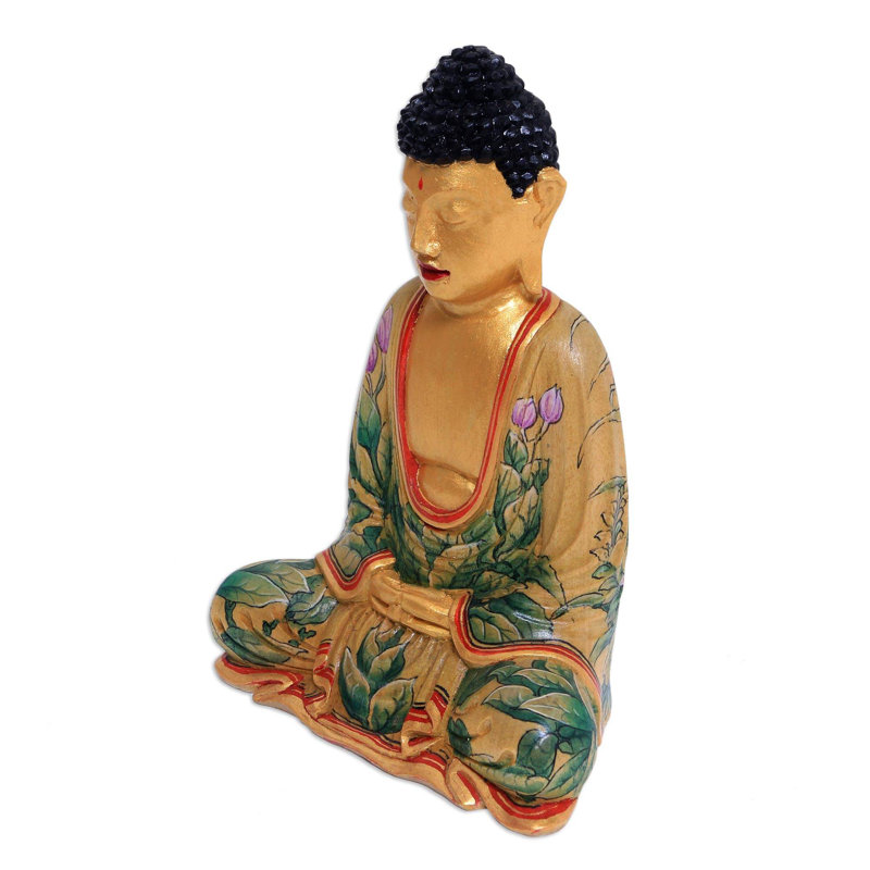 Statue en bois Bouddha du paradis