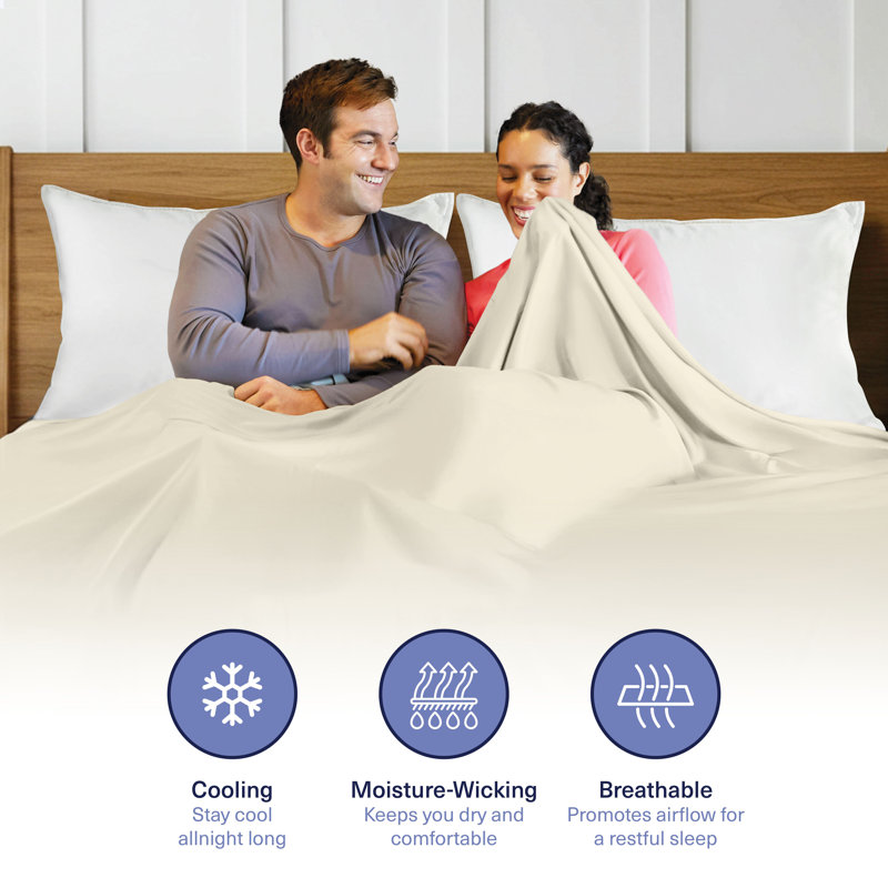 100% Organic Viscose From Bamboo Flat Sheet Only, 300 Thread Count, Extra Wide, Cooling & Breathable, Double Stitching, Bedding Sheet - Gift-Ready Packaging (Buttercream)