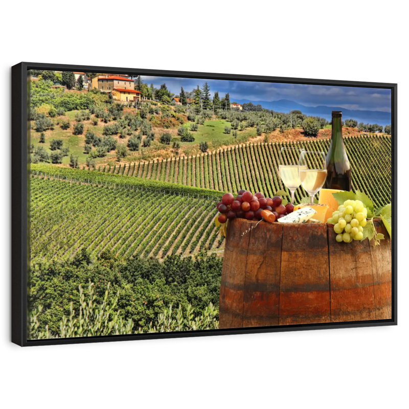 Vin blanc toscan, 31 po x 21 po, Cadre flottant noir