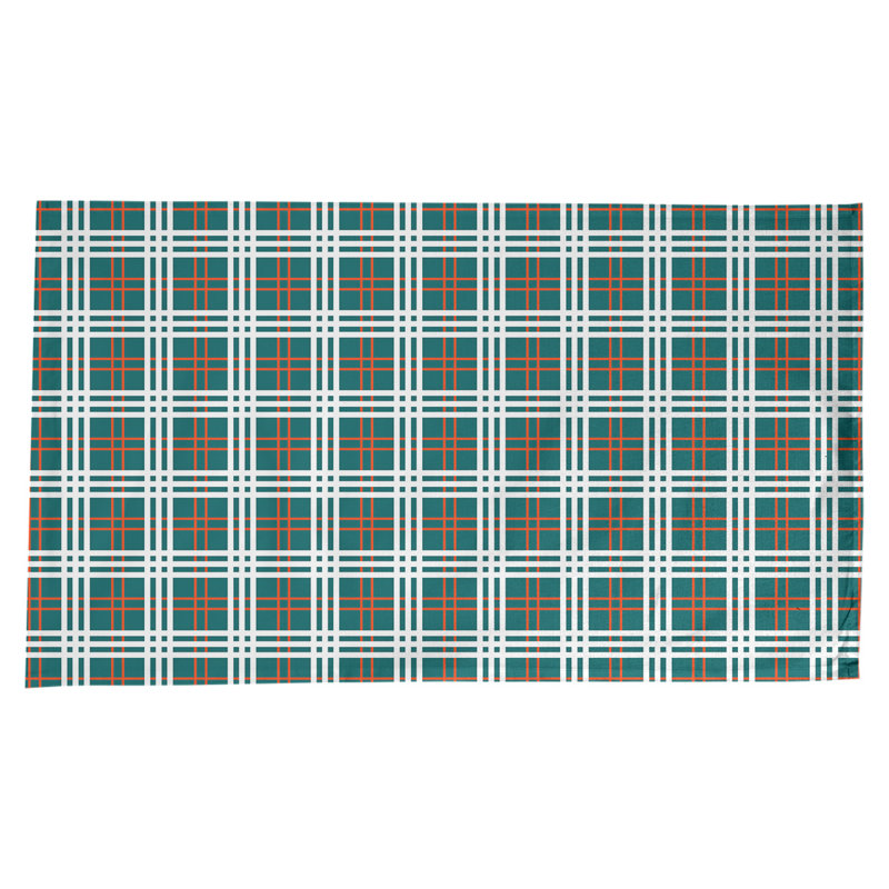 Nappe en mélange de coton à carreaux, Turquoise / orange / blanc