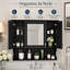 Armoire à pharmacie murale de 89 cm (35 po) avec miroir et tablettes de rangement, noire-1127821094