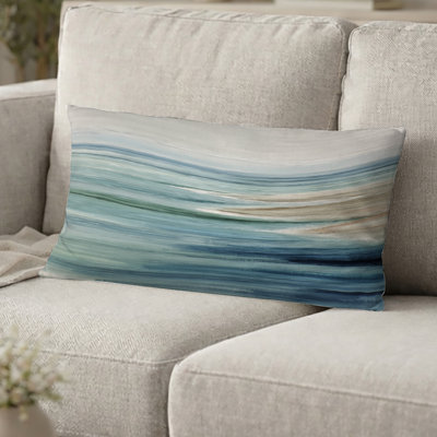 Coussin décoratif imprimé plage - bleu vert