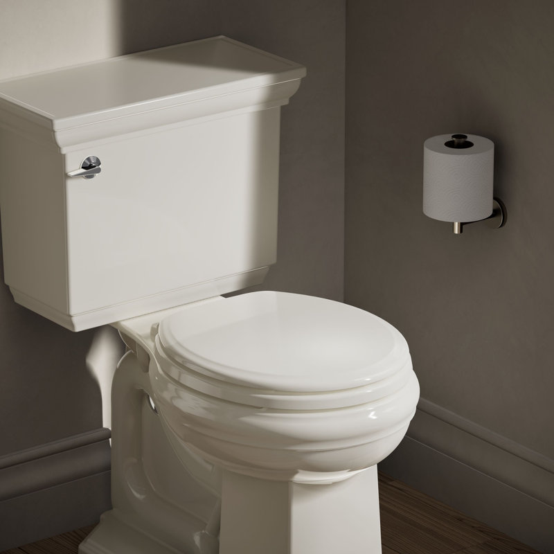 Ridgewood Quiet-Close Compression-Molded Wood Toilet Seat, Biscuit, Round