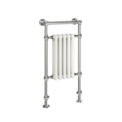 19.5"x37"x5" Harley Floor Standing Traditional Electric Plug-In Towel Warmer - Chrome, Fluid Filled, Narrow Radiator Design, Lifetime Warranty
