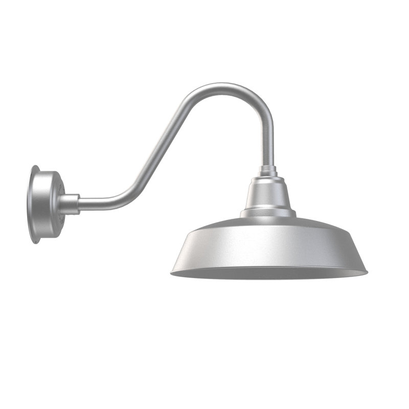 Luminaire de grange d’extérieur à del Vandervliet, H 14,88 po x l 16 po x P 27 po, Argent galvanisé