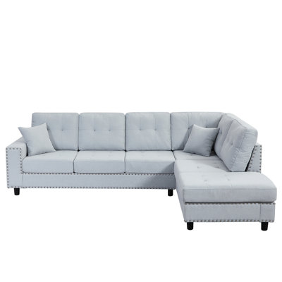 109.2'' L-shaped Sectional With Removable Cushions - Stylish Design, Soft Foam, Base For Office Modular Living Spaces Back Cushions, Linen, Comfortable Support