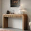 Rustic Console Table With Fluted Front Design, 2 Drawers, Curved Corners & Thick Legs-375891345