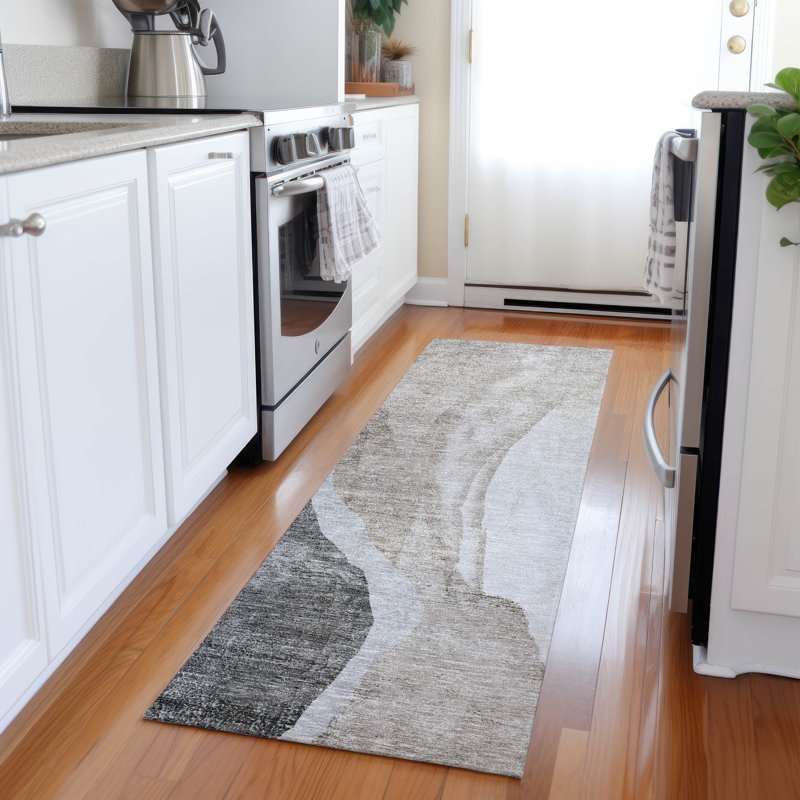 Blondean Washable Abstract Indoor / Outdoor Rug, Runner 2'3" x 7'6"