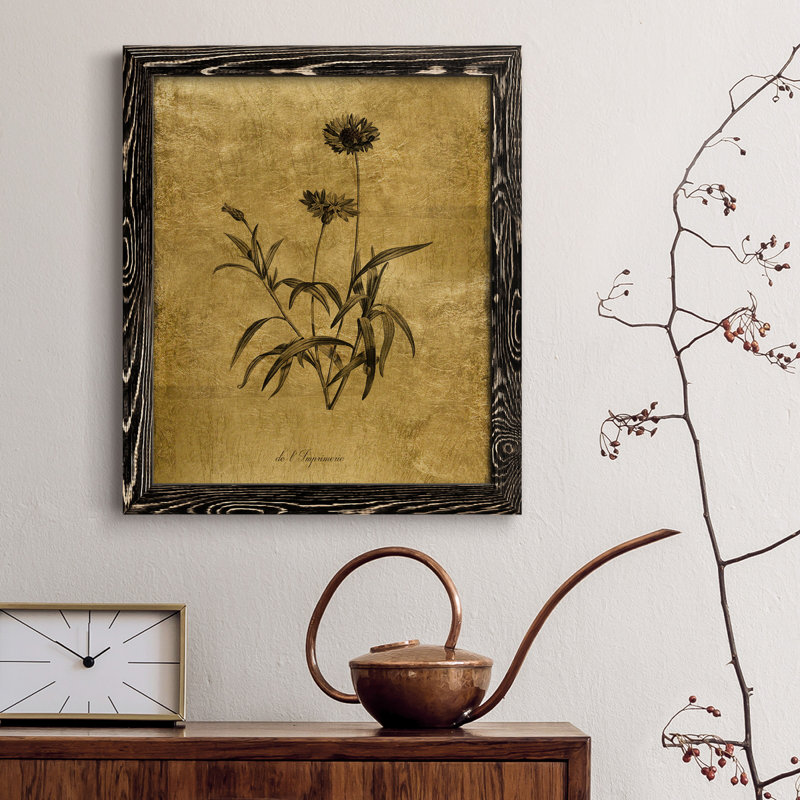 Toile encadrée dorée I-Premium Botanical, Cadre noir, H 44 po x l 31 po x P 1 po