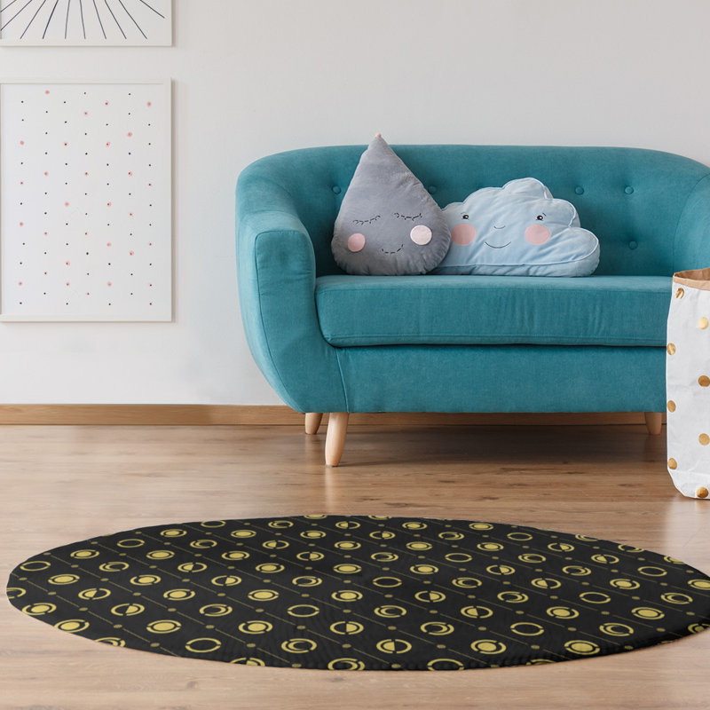 Chenille Geometric Indoor Rug, Round 5'