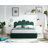 Velvet Palm-shaped Headboard Queen Bed Frame with Lift Up Storage, No Box Spring Needed, Green-1602480140-1604685467