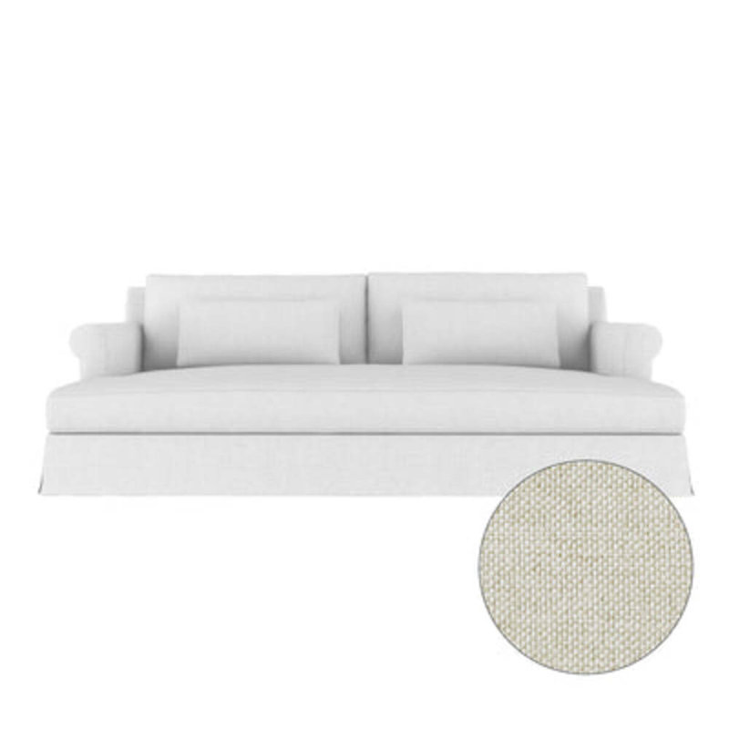 Ludlow Rolled-Arm Skirted Daybed, Weathered, Vintage Leather Alabaster