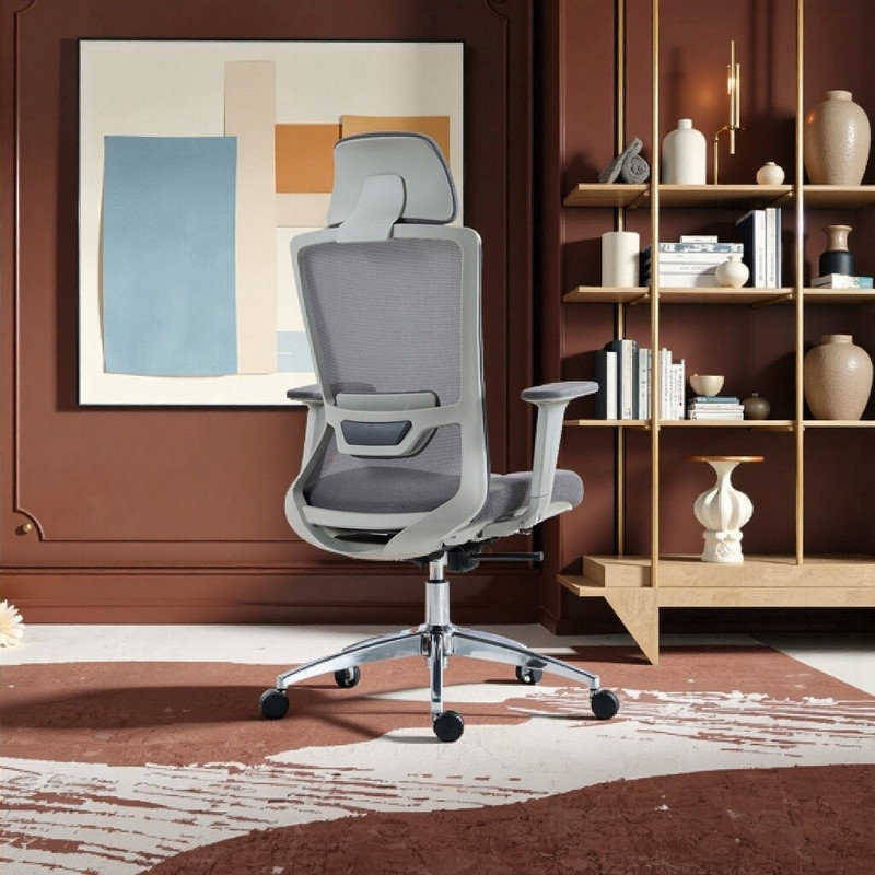 High Back Mesh Office Chair, Gray, Light Gray