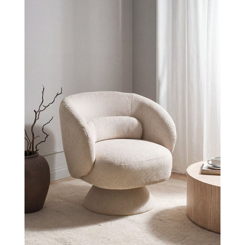 Swivel Armchair LIEKSA Light Beige